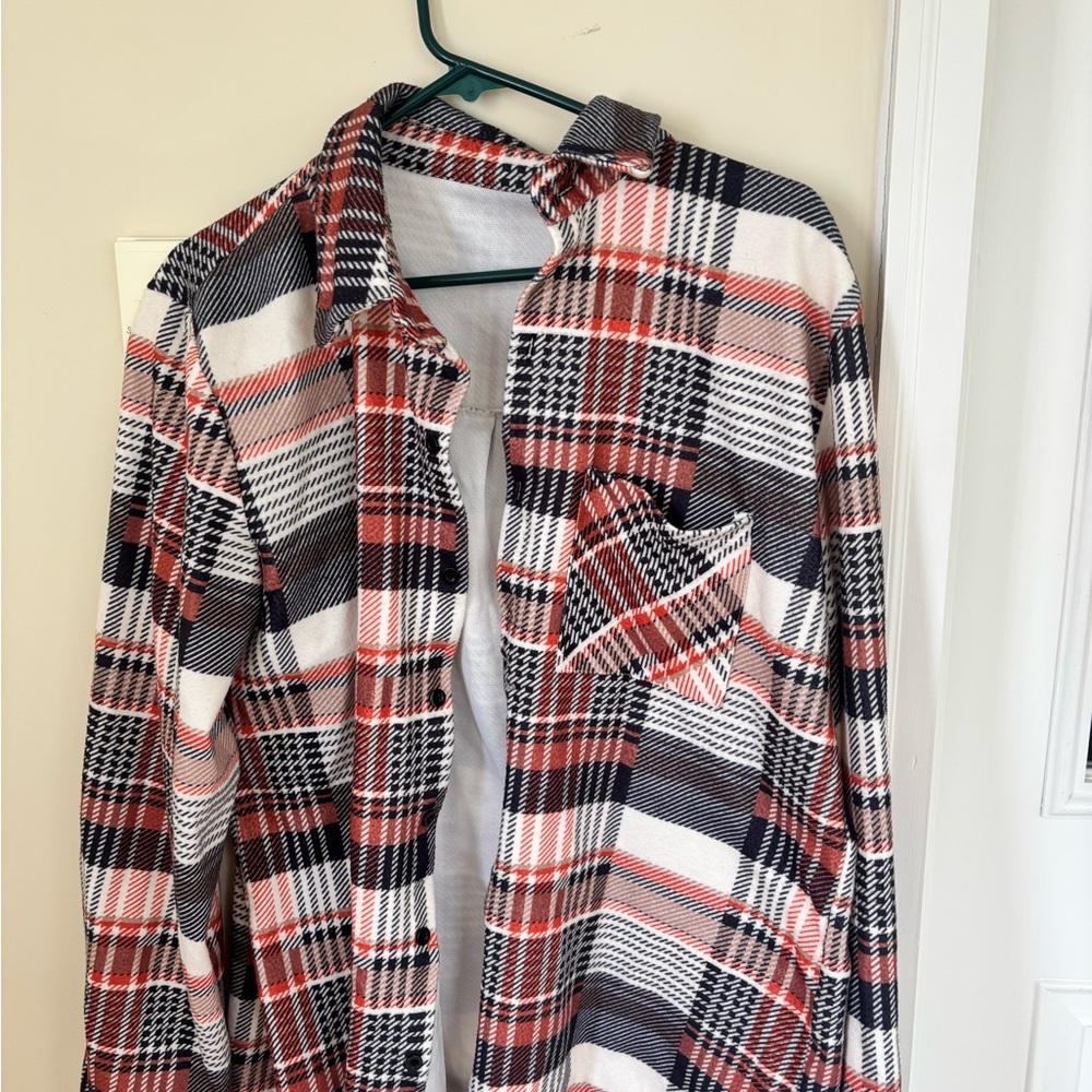 Red and Black Plaid Button-Up Shirt